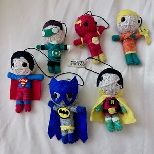 DC Comics Superhero string hangers voo-doo dolls Set of 6